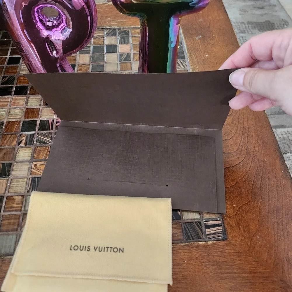Louis Vuitton Brown Paper Receipt Holder Envelope Folder & small dust bag